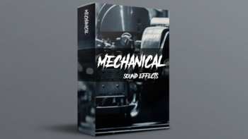 Mechanical sound effects pack with realistic gear clicks, machine hums, and industrial noises for video editing and game development.