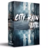 City Rain Lite cover featuring a professional 96kHz 24-bit urban rain ambience sound effects library for sound design, film, games, and music production.